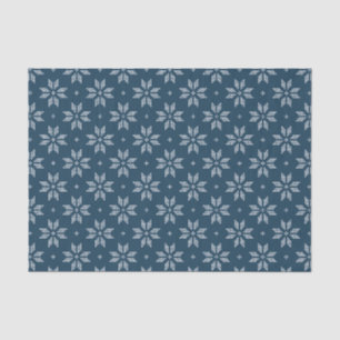 Papel De Seda Azul marino y blanco patrón de copo de nieve nórdi