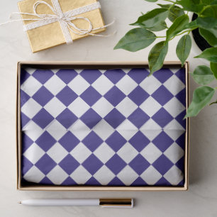 Papel De Seda Azul marino y cuadros blancos 