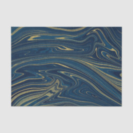 Papel De Seda Azul Marino y Dorado Mármol Moderno Glam Elegante
