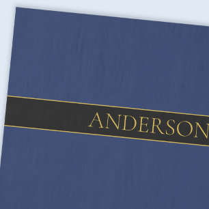 Papel De Seda Azul Marino y Dorado Nombre Apellido o Empresa