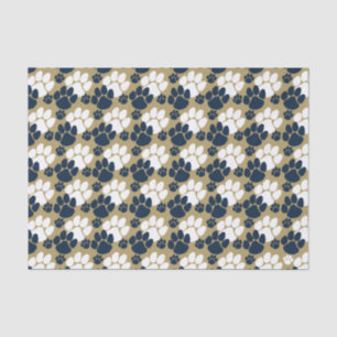 Papel De Seda Azul marino y oro repitiendo huella pequeña