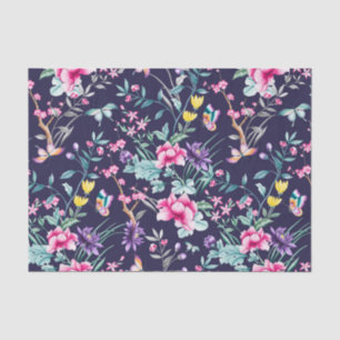 Papel De Seda Azul mariposa arcoiris de flores de época