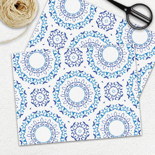 Papel De Seda Azul Mediterráneo Portugal Azulejo Tile