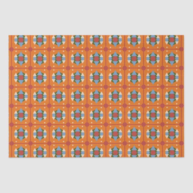 Papel De Seda Azul Naranja contemporáneo (Anverso)