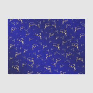 Papel De Seda azul, oro, delfín, pescado, naturaleza, acuático,