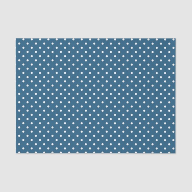Papel De Seda Azul oscuro con puntos de Polka blanco (Anverso)