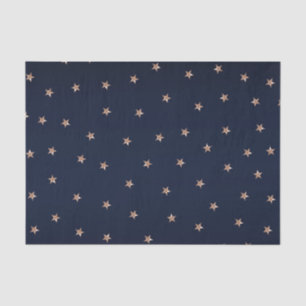 Papel De Seda Azul Oscuro y Rosa Dorado Glittery Estrellas Estre