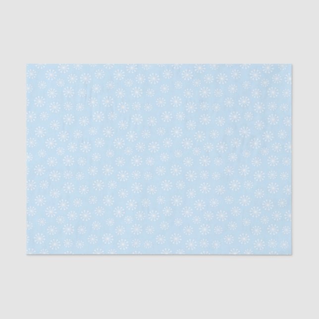 PAPEL DE SEDA AZUL PÁLIDO CON FLORES BLANCOS (Anverso)