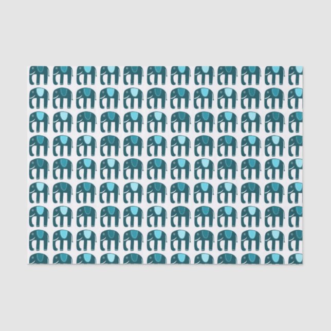 Papel De Seda Azul patrón elefante (Anverso)