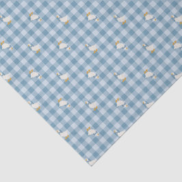 Papel De Seda Azul Polvo Gingham Ganso Cuadros