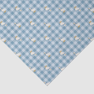 Papel De Seda Azul Polvo Gingham Ganso Cuadros