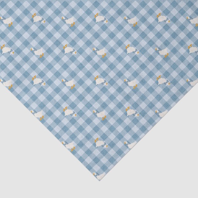 Papel De Seda Azul Polvo Gingham Ganso Cuadros (Detalle)