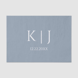 Papel De Seda Azul Polvoriento Monograma Inicial Mínimo Tendenci