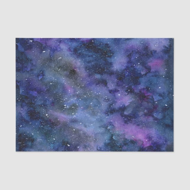 Papel De Seda Azul púrpura Majestic Starry Nebulosa acuática (Anverso)