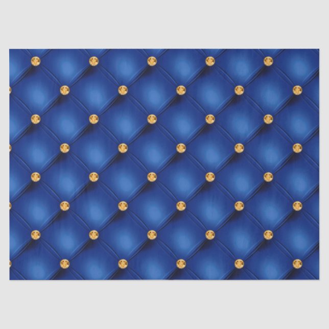 Papel De Seda Azul Real y Dorado Acolchado (Anverso)