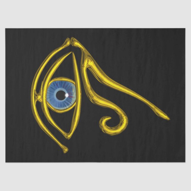 Papel De Seda AZUL TALISMAN HORUS OJO Negro Egipto (Anverso)