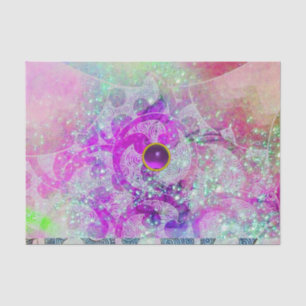 PAPEL DE SEDA AZUL TEAL ABSTRACTO, ONDAS ROSADAS, DESTELLOS, GEM