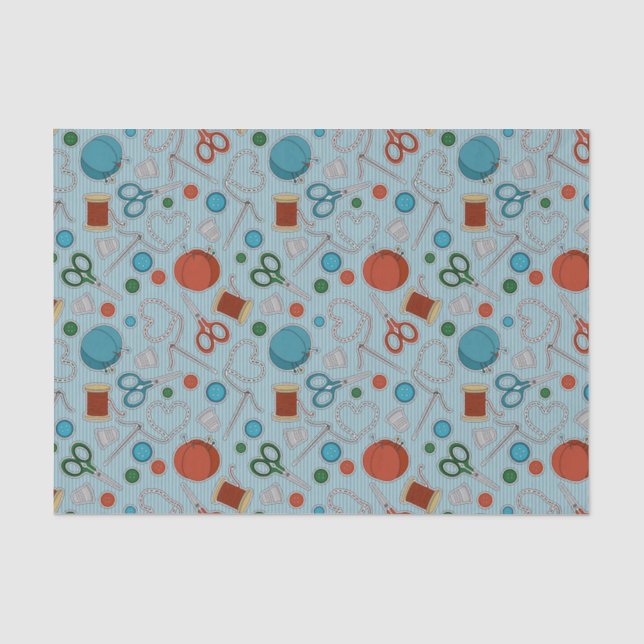 Papel De Seda Azul temático de costura lindo del modelo (Anverso)
