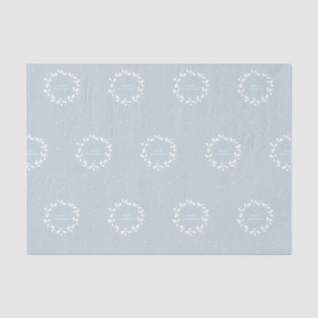 Papel De Seda Azul turbio suave + Navidades blancos Holly Wreath (Anverso)