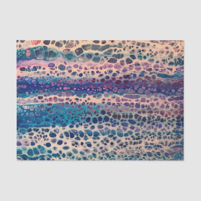 Papel De Seda Azul Verde azulado Lilac Blanco Acrílico Abstracto (Anverso)