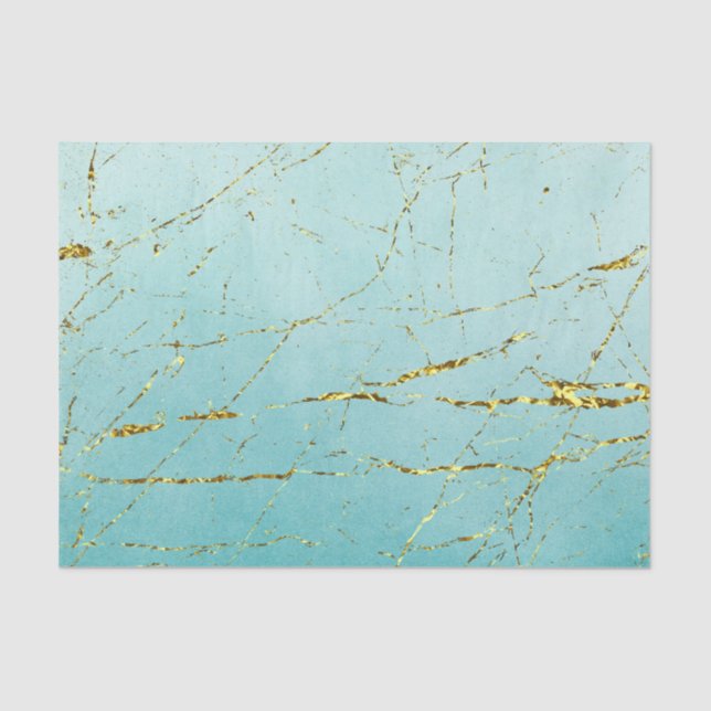 Papel De Seda Azul verde con oro (Anverso)