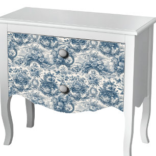 Papel De Seda Azul Vintage Toile de Jouy Patrón Floral Sin Costu