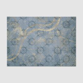 Papel De Seda Azul vintage y nautico dorado
