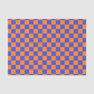 Papel De Seda Azul y anaranjado a cuadros