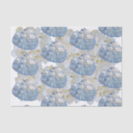 Papel de seda azul y blanco elegante de hortensias