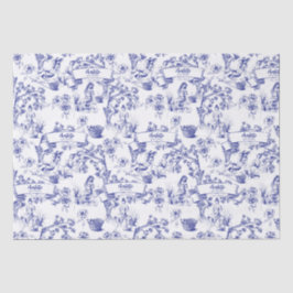 Papel De Seda Azul y Blanco Toile