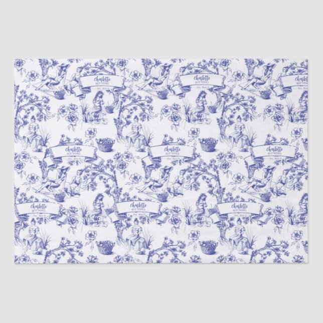 Papel De Seda Azul y Blanco Toile (Anverso)