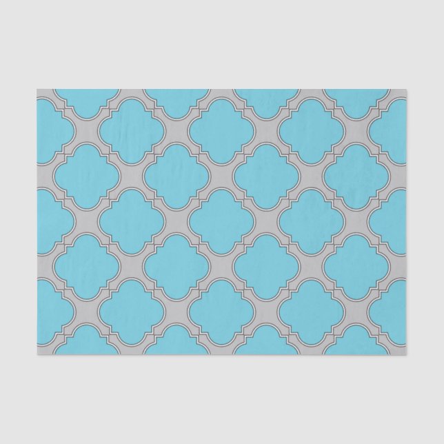 Papel De Seda azul y gris de quatrefoil (Anverso)
