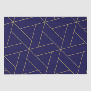 Papel De Seda Azul y oro de la marina profunda