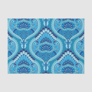 Papel De Seda Azulado - Paisley Plumoso