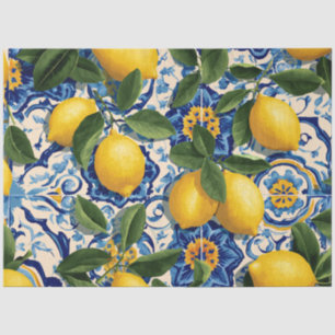 Papel De Seda Azulejo de limón azul de la costa de Amalfi
