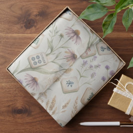Papel De Seda Azulejo de Mahjong Floral Delicado Jardín Prado