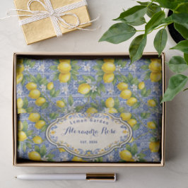 Papel De Seda Azulejo de País Francés Azul Limón con Nombre Mono