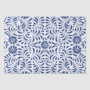 Papel De Seda Azulejo de Talavera Azul Estilo Español Fiesta