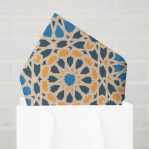 Papel De Seda Azulejo geométrico marroquí y patrón de naranja