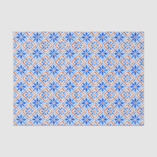 Papel De Seda Azulejo Mediterráneo Geométrico Costero de Amalfi