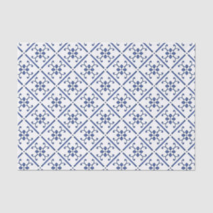 Papel De Seda Azulejo Mediterráneo Patrón Blanco Azul País