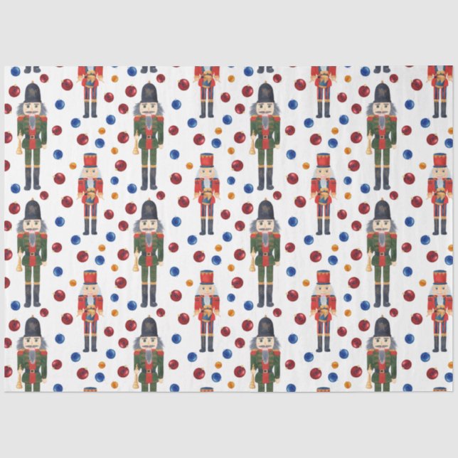 Papel De Seda Azulejo moderno de cascanueces navideño festivo (Anverso)
