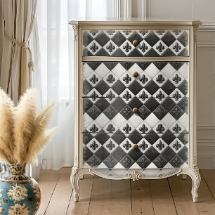 Papel De Seda Azulejo Monocromo Fleur de Lis Decoupage Alice