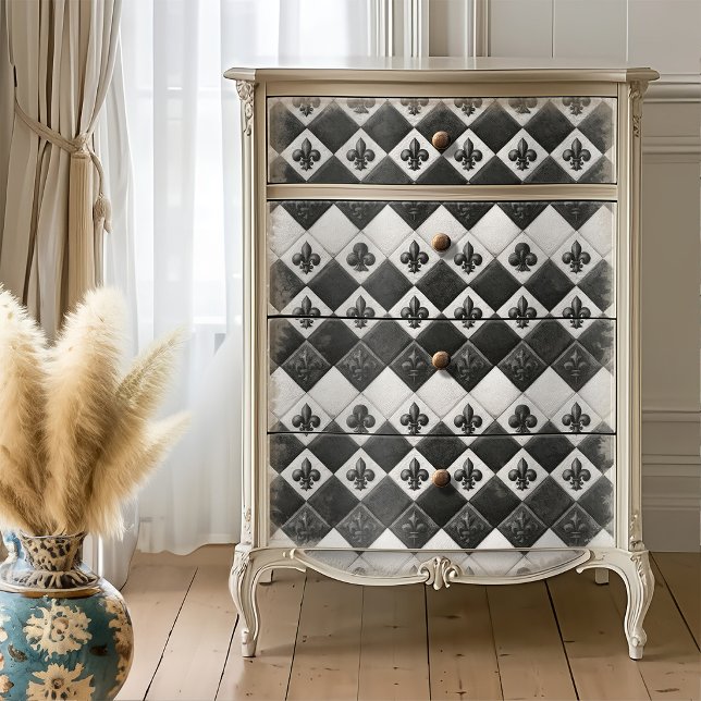 Papel De Seda Azulejo Monocromo Fleur de Lis Decoupage Alice (Subido por el creador)