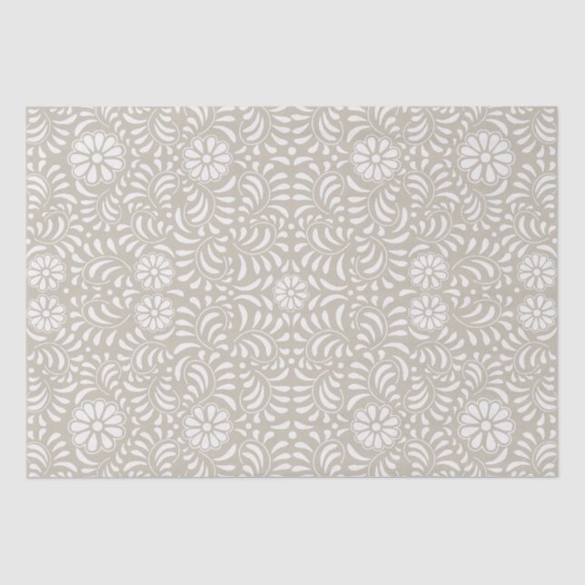 Papel De Seda Azulejo Talavera Beige Estilo Español Fiesta (Anverso)