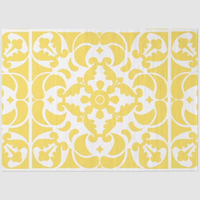 Papel De Seda Azulejos amarillos Mediterráneo portugués (Anverso)