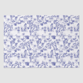 Papel De Seda Azulejos azules y blancos