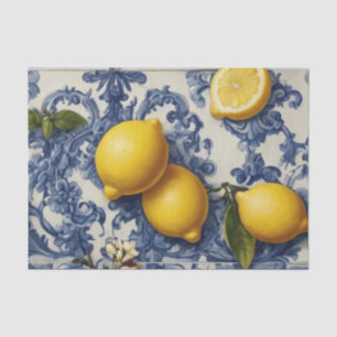 Papel De Seda Azulejos de Azulejos Lemons Azul vintage