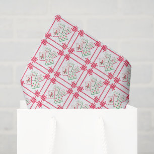 Papel De Seda Azulejos de Navidad rojos y verdes de Mahjong con