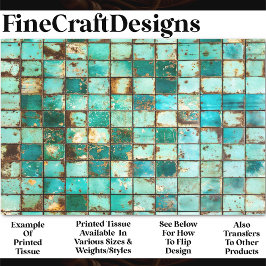 Papel De Seda Azulejos Deteriorados Turquesa Verde Agua Cuadrícu